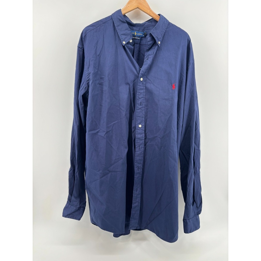 Polo Ralph Lauren Button Down Shirt Mens Blue Feather Weight Twill 2XL NWT